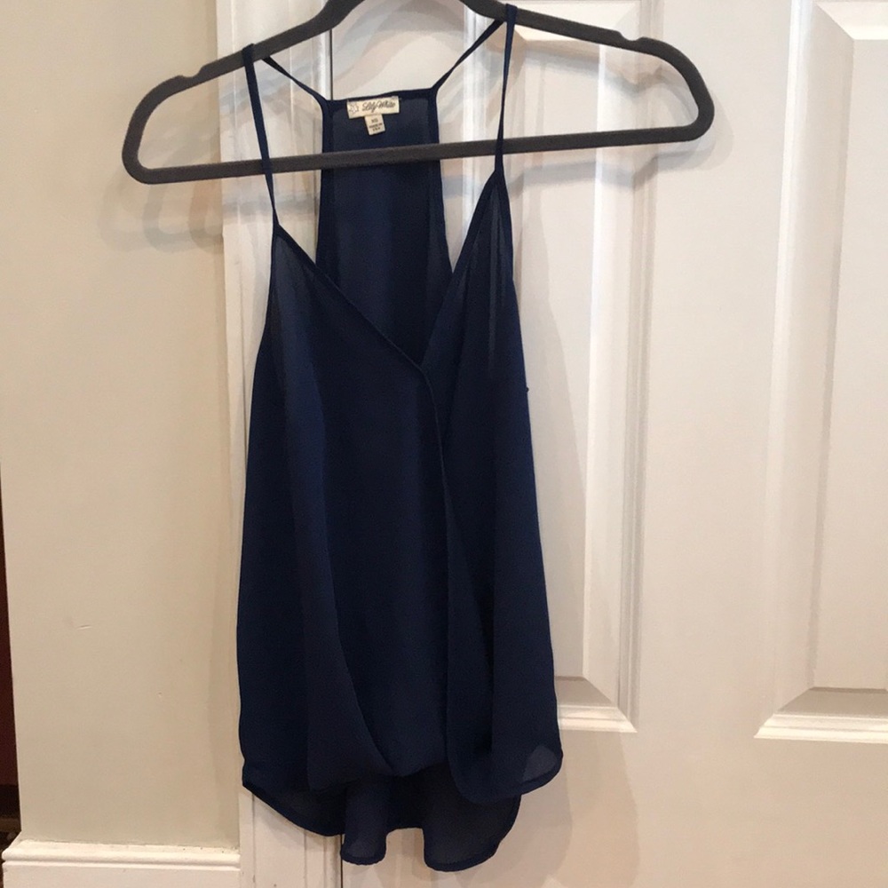 Navy blue chiffon tank top